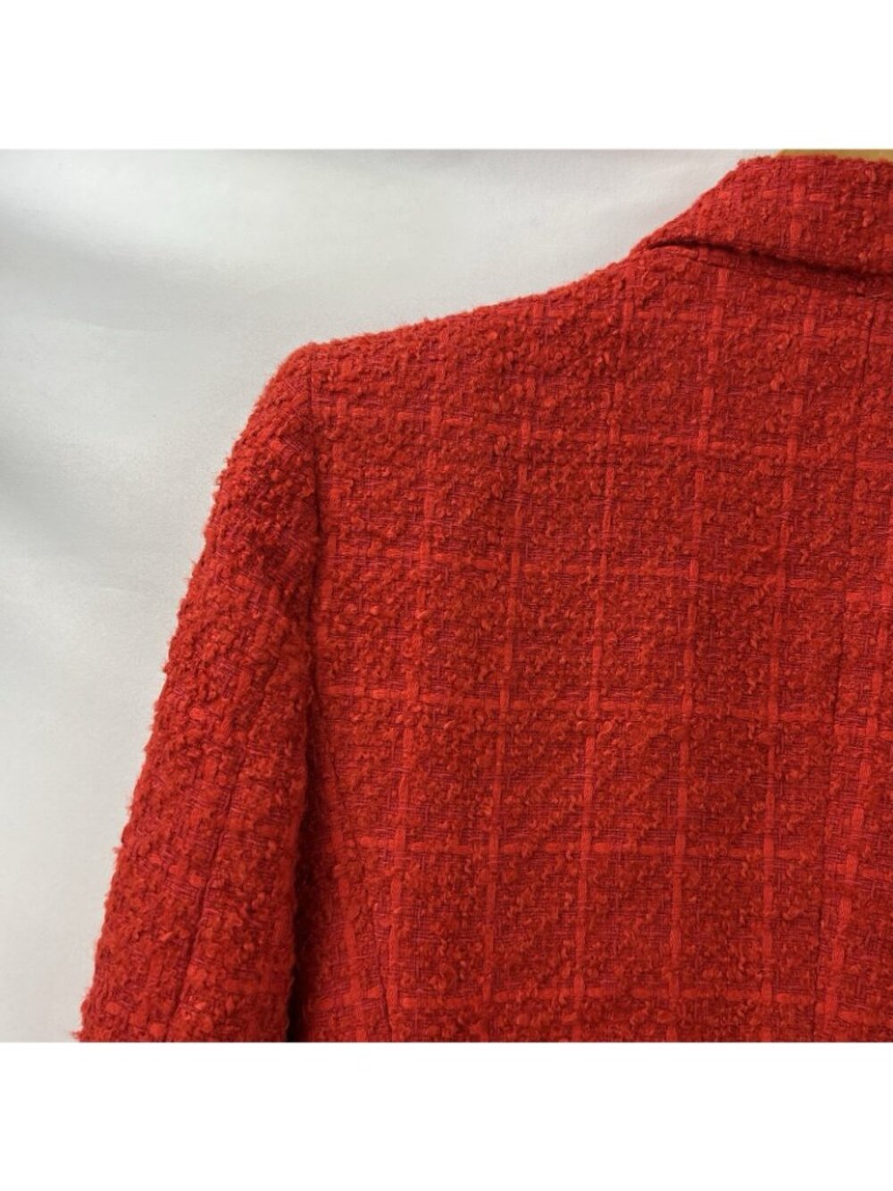 ZARA Red Tweed Boucle Double Breasted Blazer Jacket Womens XS Textured Cotton - Picture 14 of 16